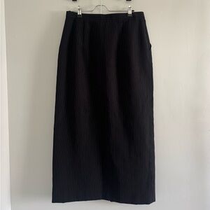 Classic Black Pinstripe Women's Midi Skirt